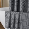OWENIE Grey Shower Curtain Set, Jacquard Geometric Textured Fabric Boho