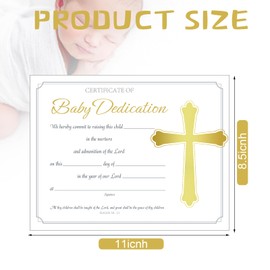 24 Pcs Baby Dedication Certificate Coated Paper Baby Dedication Certificate with Baby Christening Baby Dedication Certificates for Church Baptism Gifts (Foil Gold Cross)
