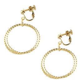 Jewelry Shop M e0075 Women's Hoop Twist, 3 Row Ring, Circle, Round, Simple, Women's, Hypoallergenic Earrings, Screw Type, Metal