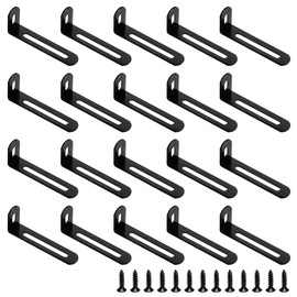 20 Pairs Adjustable Right Angle Brackets Metal L Bracke, Heavy Duty 90 Degree Corner Fastener Brace Support with 40Pcs Screws, Joint Right Angle Shelf Support for Wood Furniture Shelves (Black)
