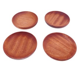 4PCS Wooden Round Coasters for Drink (4.8Inch) – Natural Wood Cup Holders for Tea, Coffee, Table Decor Home Dining Table Kitchen Accessories Cute Beer Bar Decorative Serving Cup Tray(Ebony)