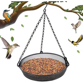 1Pack Hanging Bird Feeder Tray for Birds,Hanging Bird Feeder Tray,Metal Hanging Bird Feeder Tray, Outdoor Garden Decoration for Attracting Birds