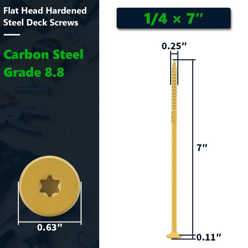 20 Pack 1/4 x 7 inch Heavy-Duty Structural Wood Screws,