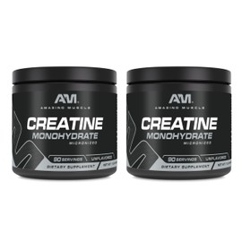 Amazing Muscle Micronized Creatine Monohydrate | 90 Servings | 5000 Mg per Serving | 1 Lb (454 Grams) | Ideal Pre & Post Workout Supplement | Unflavored (2 Pack)