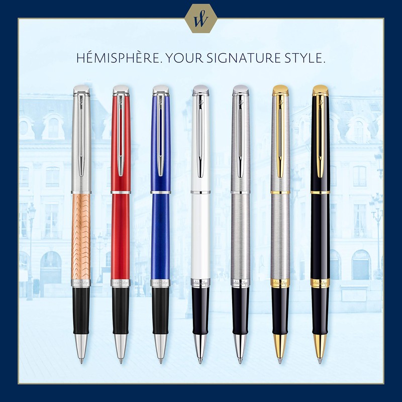 Waterman Hémisphère Rollerball Pen, Stainless Steel with Chrome Trim, Fine