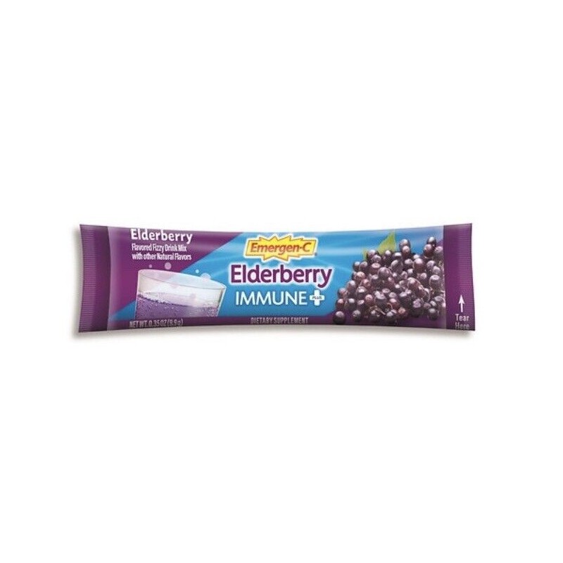 Emergen-C Elderberry Immune Plus Flavored Fizzy Drink Mix. Expires 12/2025.