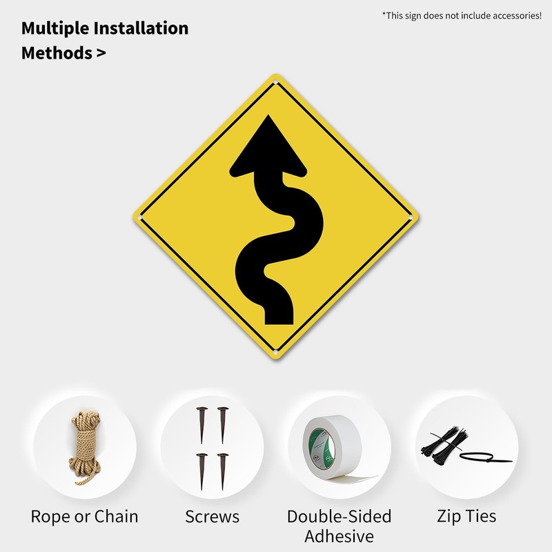 Winding Road with Sharp Turn Symbol Aluminum Novelty Traffic Sign