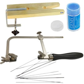 4 in 1 Set German-Style Professional Jewelry Saw Frame Kit With Saw Frame, Dozen 2/0 Pike Swiss Cutting Blades Pin Clamp Wood Metal & Lubricant