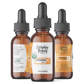 Organic Vitamin C Serum for Face - USDA Certified Facial Serum - Anti Aging For Fine Lines & Wrinkles - Potent Botanical Ingredients & Non GMO - 1oz Glass Amber Bottle & Dropper