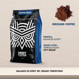 Sweet Caffeine Superior Huila, Espresso Roast Ground Coffee, Specialty Colombian Coffee, Artisan Blend 100% Arabica Coffee, Aromatic, Chocolate notes 12 Oz (Pack of 1)
