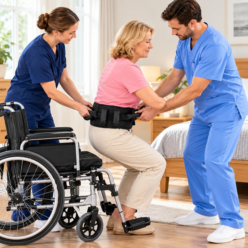 Padded Gait Belt for Elderly Transfer Assistance – Multi-Handle Adjustable