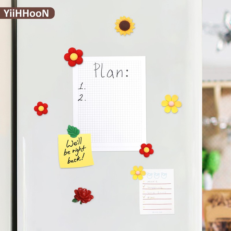 20 Pcs Flower Cute Fridge Magnets, Rose Sunflower Daisy Refrigerator