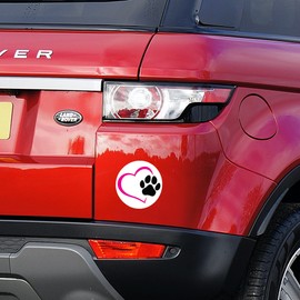 Stickios Paw Print Decal 4.75x4.75 inches - Cute Pink Heart Dog Mom Decal - Waterproof Pet Sticker for Cars, Windows, Water Bottles, Laptops - Besties