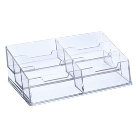 PATIKIL Business Card Holder, Plastic 6 Slots Desktop Name Cards Display Stand for Office Desk, Clear