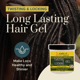 J. AMILA Natural Award Winning Twisting N Locking Gel Hair Gel Enriched with Natural Oils, Sulfate-Free, Paraben-Free Long-Lasting Conditioning & Moisturizing Extra Tight Hold (8oz)