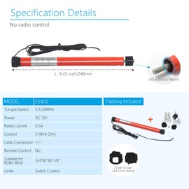 Rollerhouse DC12V ES1612 2 Wires Switch Controlled Tubular Motor Blinds for Mini RV Roller Shade, Convert Existing Blinds into Automated Blinds