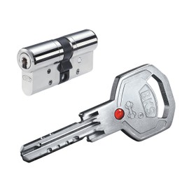 BKS Janus 46 Profile Cylinder with Security Card and 5 Keys 31/35 Nickel-Plated Brass with Emergency and Danger Function