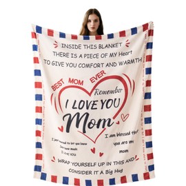 Battilo Love Letter to My Mom Blankets and Throws, Unique Birthday Gifts for Wife Women, Super Soft Flannel Fleece Throw Blanket for Bed Couch Mom Day(50 x 60 in)