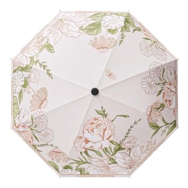 Paraguas UPF50 Protección UV Portátil Ligero Impermeable Doble Capa Parasol Diseño Mejorado a Prueba de Viento Flor Clásica Retro Estilo Vintage para Mujeres Viajes y Uso Diario