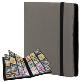 Trading Card Binder 9 Pocket, Fvxldcz PU Cover Card Collection Binder 540 Cards Sleek Side-Loading Card Album, Sturdy Card Collection Folder for TCG, MTG, Yugioh, Sport Cards (Gray)