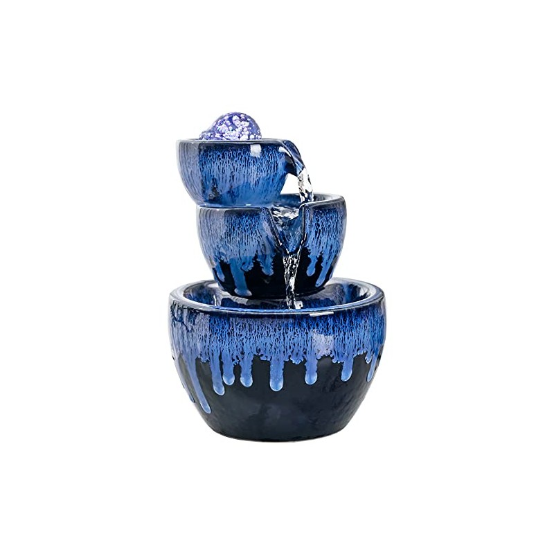 Ceramic Tabletop Fountain with Ball for Indoor Table Desk Office