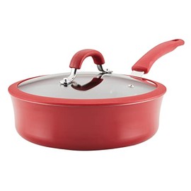 Rachael Ray Cook + Create Nonstick Sauté Pan with Lid, 3 Quart, Red