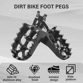 Dirt Bike Foot Pegs CNC Wide Platform Footpegs with Springs for Honda CRF150R CRF250R CRF450R CRF250X CRF450X CRF300L CRF250L CR125 CR250 CRF450RL CRF1000L Replaceable Aluminum (Black)
