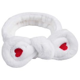 scicent Skincare Headband 2 Pack Spa Hairbands Bunny Ears Hair Bands Makeup Headbands Coral Fleece Elastic Head Band Bath Shower Head Wraps for Women Girls (Black+White) - 10815