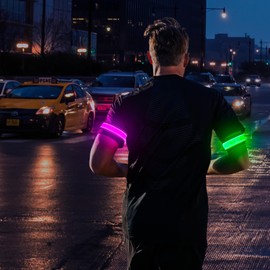 PZRLit Running Light for Runners 2 Pack Light Up LED Bracelets Reflective Running Gear Wrist Flashlight for Night for Joggers Bikers Walkers-Pink