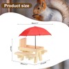 PATIKIL Squirrel Feeder Picnic Table with Red Umbrella 7x8x11inch, Wooden