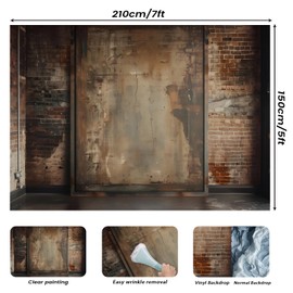 7x5FT Brick Wall Backdrop for Photography Vinyl Red Brick Backdrop Brick Concrete Picture Backdrop Background Baby Birthday Graduation Party Decor Photo Booth Studio Video Christmas Decoration