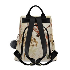 ALAZA Watercolor Retro Dragonfly Dandelion Backpack Purse with Adjustable Straps