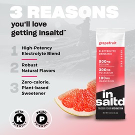 INSALTD INSALTD? Sugar Free Electrolytes Powder Packets with No Stevia Aftertaste | High-Potency Hydration Packets | Keto Electrolyte Drinks | Intermittent Fasting Drink Mix | 28 Pack (Grapefruit)