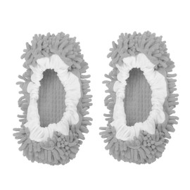 sourcing map Mop Slippers Washable Microfiber Floor Cleaning Shoes Cover Chenille Duster Foot Socks Tools for House Clean, Grey 2 Pack
