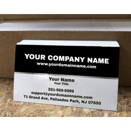Custom Premium Business Cards 500 pcs Full color - Half Black (129 lbs. 350gsm-Thick paper), UV coating-Front, Matte finishing-Back, Offset Printing, Made in The USA (Black)