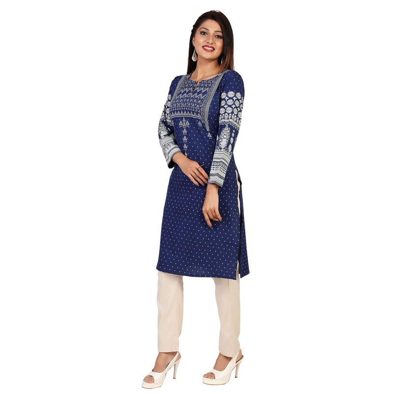 Maple Clothing Kurtis indio para mujer, túnica larga de seda