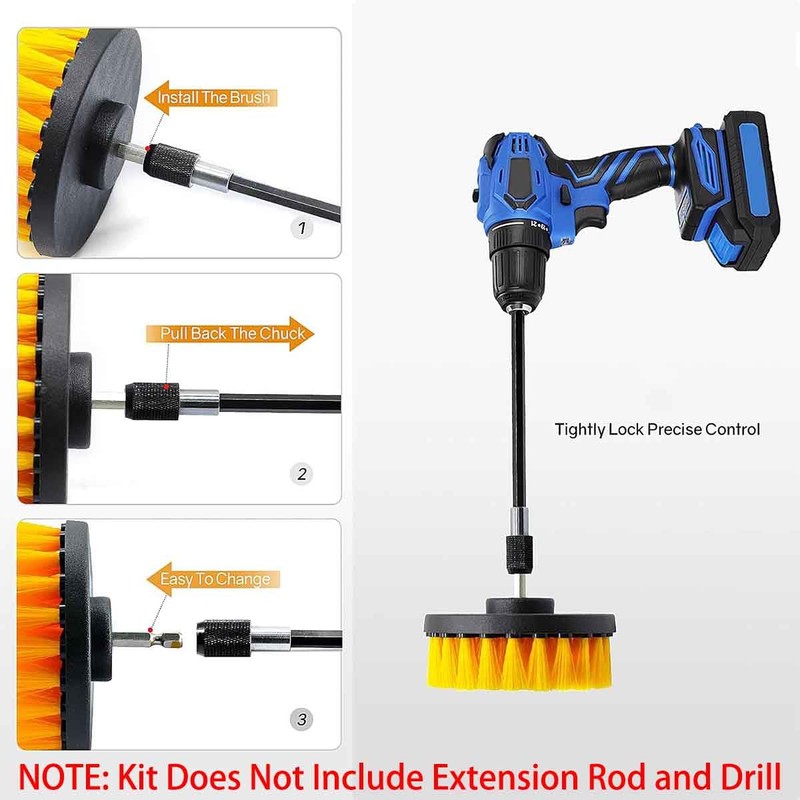 3 Pcs Drill Brush Attachment Set, Power Cleaning Scrub Brush
