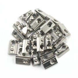 M8 Thread T Spring Nut, Mergorun Silver European Standard 40 Series Aluminum Slot Carbon Steel Half Round Roll in Spring T Slot Nut with M8 Thread Pack of 50