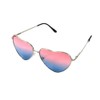 Fashion Culture Women's Pink Ombre Heart Metal Frame Sunglasses, Silver