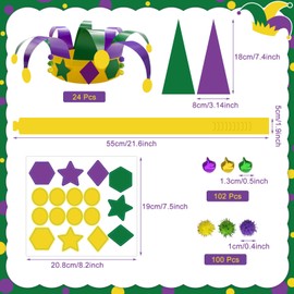 24 Set Mardi Gras Crown Craft Kits Carnival DIY Paper Hat Make Make Your Own Crown Mardi Gras Masquerade Holiday Party Accessory Favor Supplies Art Project Family Classroom Activities