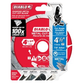Diablo Diamond Metal Cut-Off Disc - Segmented, 7/8" Arbor, 4-1/2" Diameter, 13,280 Max RPM - DDD045DIA101F