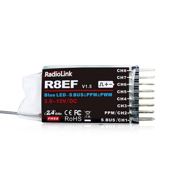 Radiolink R8EF 8 Channels 2.4GHz RC Receiver SBUS/PPM/PWM Long Range Control RX for Airplane Vehicles Robots Transmitter T8FB T8S RC8X RC4GS V3 RC6GS V3