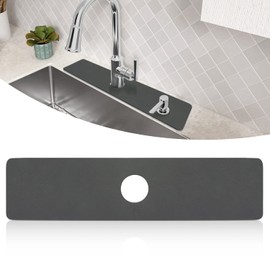 LOPNUR Faucet Mat for Kitchen Sink Protectors, 24 Inch Long Kitchen Sink Splash Guard Behind Faucet, Cuttable Bathroom Water Splash Guard with Super Absorbent Diatomite Fast Drying, Gray