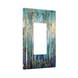 Decorative Light Switch Cover Teal Birch Trees Rustic Art Landscape 1 Gang Single Rocker Decora GFCI Wall Plate Light Switch Cover Electrical Outlet Covers Faceplate Receptacle Plug