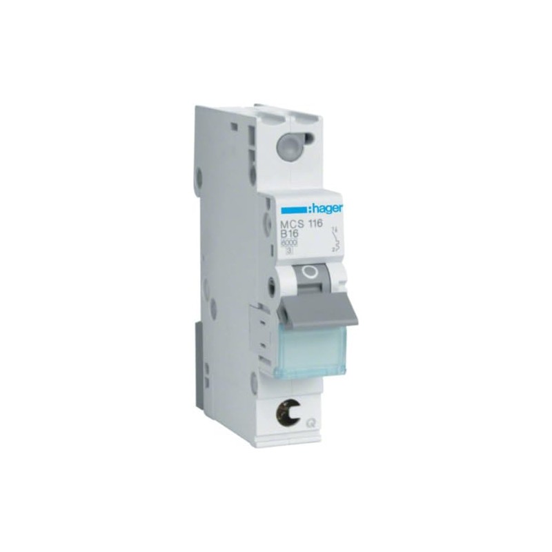 Hager MCS116 C-type 1P 1module(s) circuit breaker MCS116, 16 A,