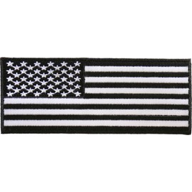 American Flag Patch Black White 5 inch - 5x2 inch - Embroidered Iron on Patch
