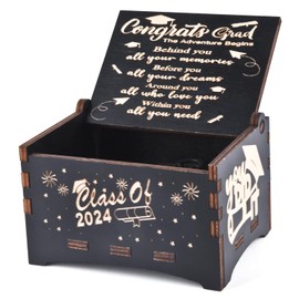 CYUYV 2024 Graduation for Her Him, Vintage Engraved Inspirational Wooden Music Boxes Graduation Souvenir, College, Senior, High School Inspirational Graduation