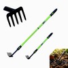 Telescopic Garden Rake, 27-40" Adjustable Hand Rake with 5 Metal