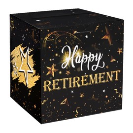 Fowecelt Happy Retirement Party Box, Well Wish and Advice Decorations for Going Away Party Favors and Supplies (7.8 x 7.8 x 7.8 in)