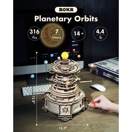 ROKR 3D Wooden Puzzles for Adults-Orrery Solar System Model Kit-Crafts for Adults Teens-Gift for Father's Day